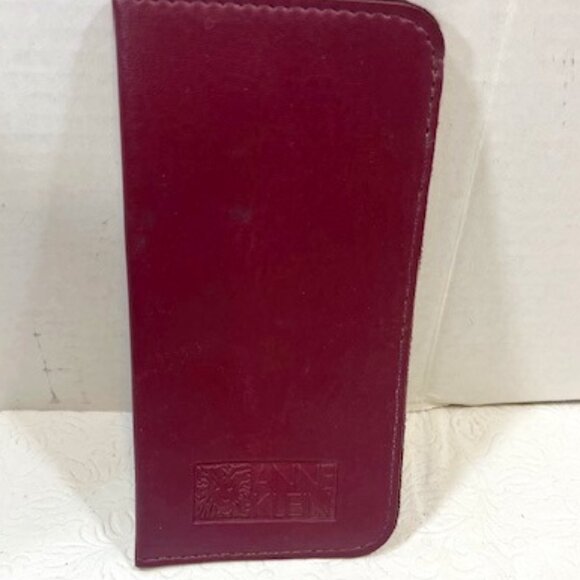 VTG Anne Klein Burgundy Red Soft Leather Eyeglasses Case 3.5"x7" - Picture 2 of 11
